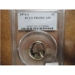 1974-S JEFFERSON NICKEL PCGS PR69 DCAM