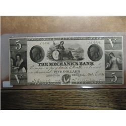 1861 $5 MECHANICS BANK OF GEORGIA OBSOLETE BANK