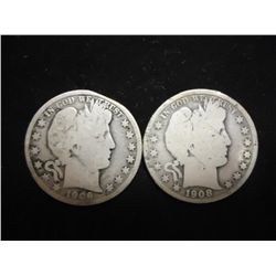 1906-D & 1908 BARBER HALF DOLLARS