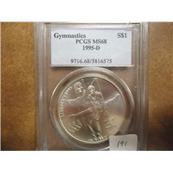 1995-D GYMNASTICS SILVER DOLLAR PCGS MS68