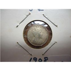 1908 NEWFOUNDLAND SILVER 5 CENTS