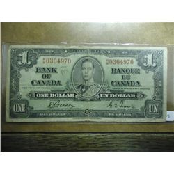 1937 CANADA $1 CURRENCY