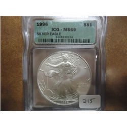 1996 AMERICAN SILVER EAGLE ICG MS69