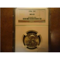 1956 WASHINGTON SILVER QUARTER NGC MS65