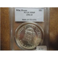 1992-D WHITE HOUSE SILVER DOLLAR PCGS MS69