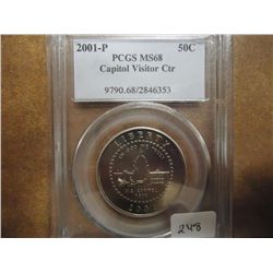 2001-P CAPITOL VISITOR CENTER HALF PCGS MS68