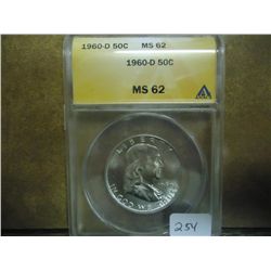 1960-D FRANKLIN HALF DOLLAR ANACS MS62
