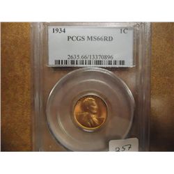 1934 LINCOLN CENT PCGS MS66RD