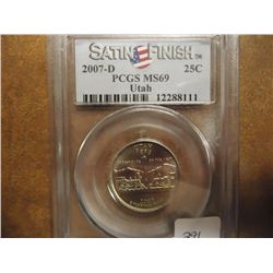 2007-D UTAH QUARTER PCGS MS69 SATIN FINISH