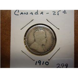 1910 CANADA SILVER 25 CENTS