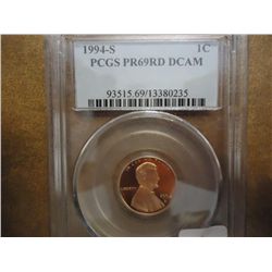 1994-S LINCOLN CENT PCGS PR69RD DCAM