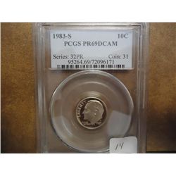 1983-S ROOSEVELT DIME PCGS PR69 DCAM