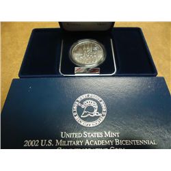 2002-W US MILITARY ACADEMY PF SILVER DOLLAR
