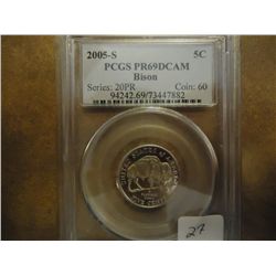 2005-S BISON NICKEL PCGS PR69 DCAM