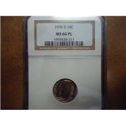 1970-D ROOSEVELT DIME NGC MS66 PL