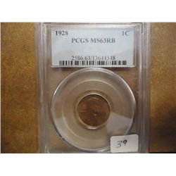 1928 LINCOLN CENT PCGS MS63 RB