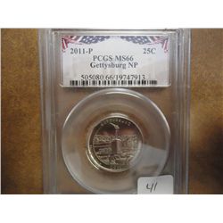2011-P GETTYSBURG N.P. QUARTER PCGS MS66
