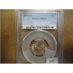 1945-S 35% SILVER JEFFERSON WAR NICKEL PCGS MS65
