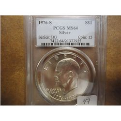 1976-S IKE SILVER DOLLAR PCGS MS64