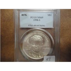 1998-S RFK SILVER DOLLAR PCGS MS69