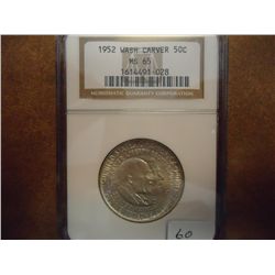 1952 WASHINGTON/CARVER HALF DOLLAR NGC MS65