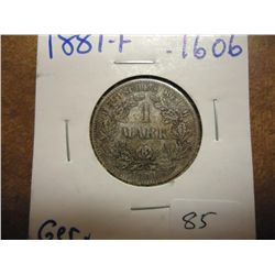 1881-F GERMAN SILVER MARK .1606 OZ. ASW