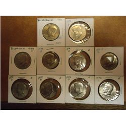 10 ASSORTED 1976 BICENTENNIAL KENNEDY HALF DOLLARS