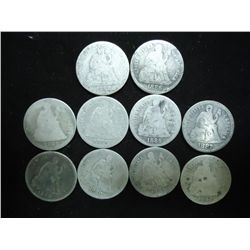 10 ASSORTED 1880'S SEATED LIBERTY DIMES