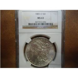 1885-O MORGAN SILVER DOLLAR NGC MS63