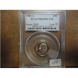 1989-S ROOSEVELT DIME PCGS PR69 DCAM