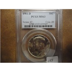 1981-D KENNEDY HALF DOLLAR PCGS MS63