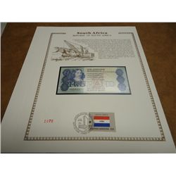 SOUTH AFRICA 2 RAND CRISP UNC CURRENCY & STAMP SET