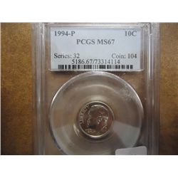 1994-P ROOSEVELT DIME PCGS MS67