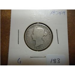 1874-H CANADA SILVER 25 CENTS