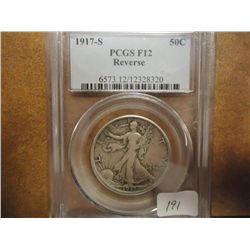 1917-S REV. WALKING LIBERTY HALF DOLLAR PCGS F12