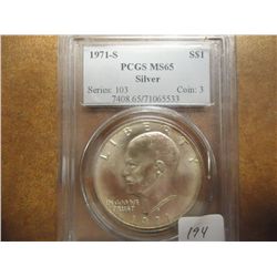 1971-S IKE SILVER DOLLAR PCGS MS65