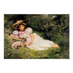 Arthur Dampier Art Print Girl with her Pet