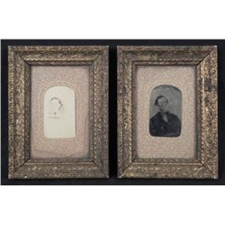 2 Antique Framed Portrait Photos Man Woman Victorian