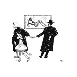 J Herr Offset Lithograph Women Child Rabbi Art Museum