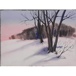 Al Stine Original Watercolor Painting Winter Landscape