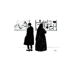 J Herr Rabbi and Nun in Art Museum Offset Lithograph