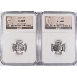 1959 ROOSEVELT DIME NGC MS-65 FT  & 1960 ROOSEVELT DIME NGC MS-65  FT