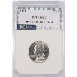 1961 WASHINGTON QUARTER, PCI MS-67  TRENDS FOR $2000.00