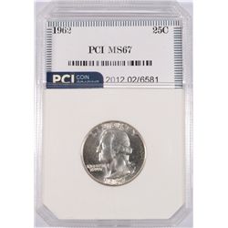 1962 WASHINGTON QUARTER, PCI MS-67  TRENDS FOR  $2000.00