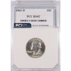 1963-D WASHINGTON QUARTER, PCI MS-67 TRENDS FOR $3000.00