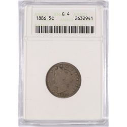 1886 LIBERTY "V"  NICKEL ANACS GOOD-4, NICE COIN!