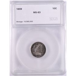 1899 BARBER DIME, SEGS MS-63  NICE!
