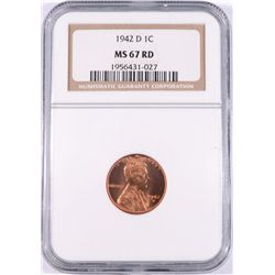 1942-D LINCOLN CENT, NGC MS-67 RED!  RARE$