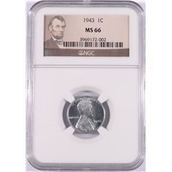 1943 LINCOLN "STEEL" CENT, NGC MS-66