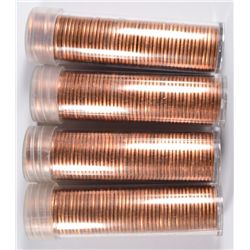 LOT OF ( 4 ) ORIGINAL GEM ROLLS OF 1954 LINCOLN CENTS, ( 200 ) COINS